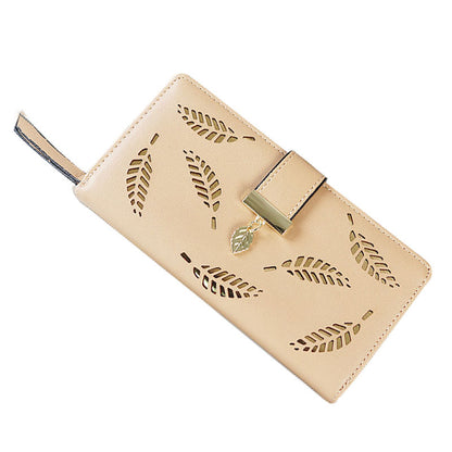 Long multi-card hollow leaf wallet