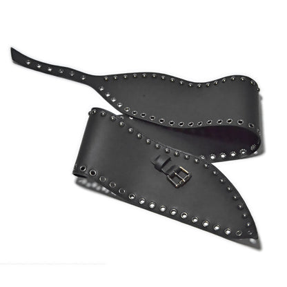 Versatile rivets imitation leather pin buckle wide belt