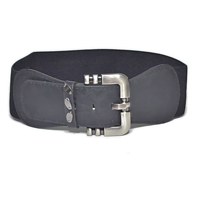 Women's imitation leather elastic wide belt