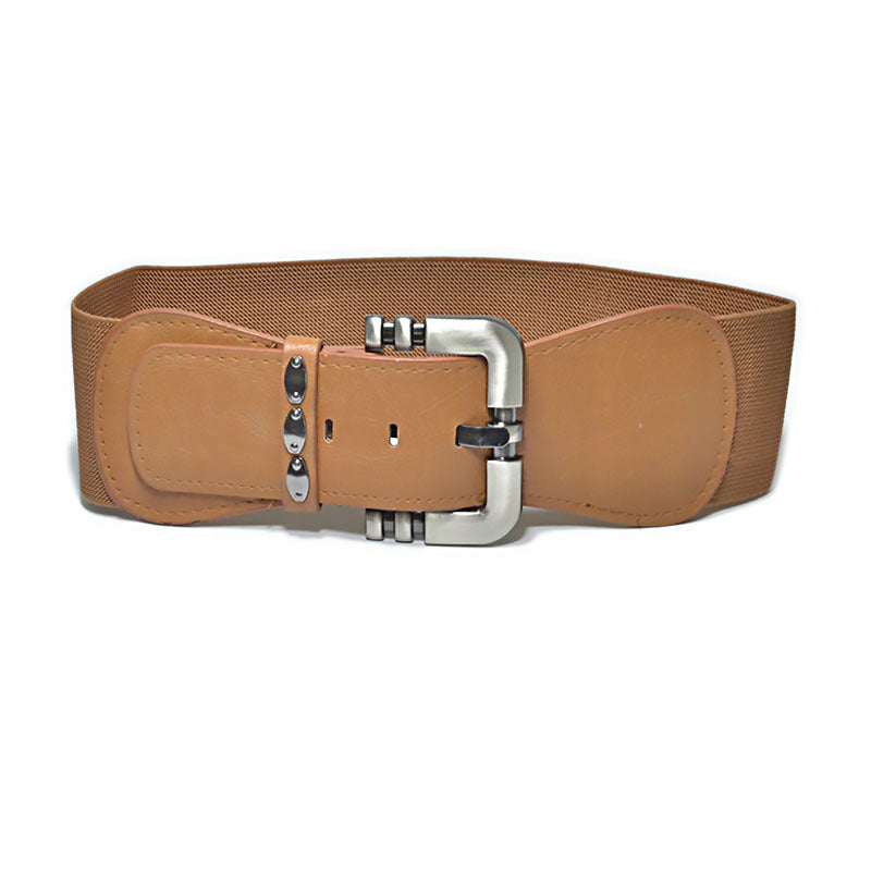 Women's imitation leather elastic wide belt