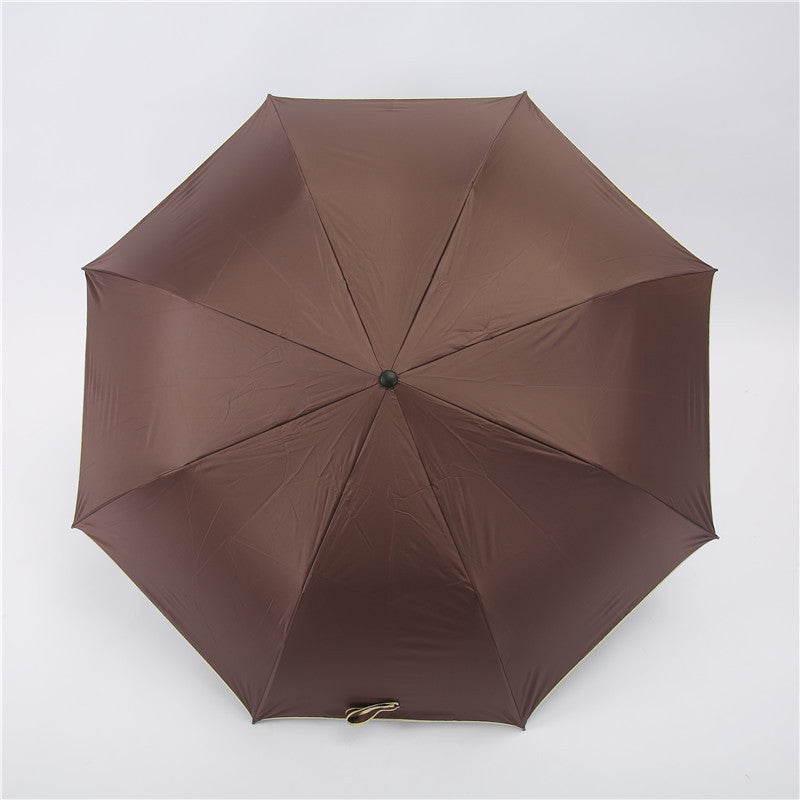 27 Inch Automatic 2-Fold Umbrella Thickened Black Coated Umbrella