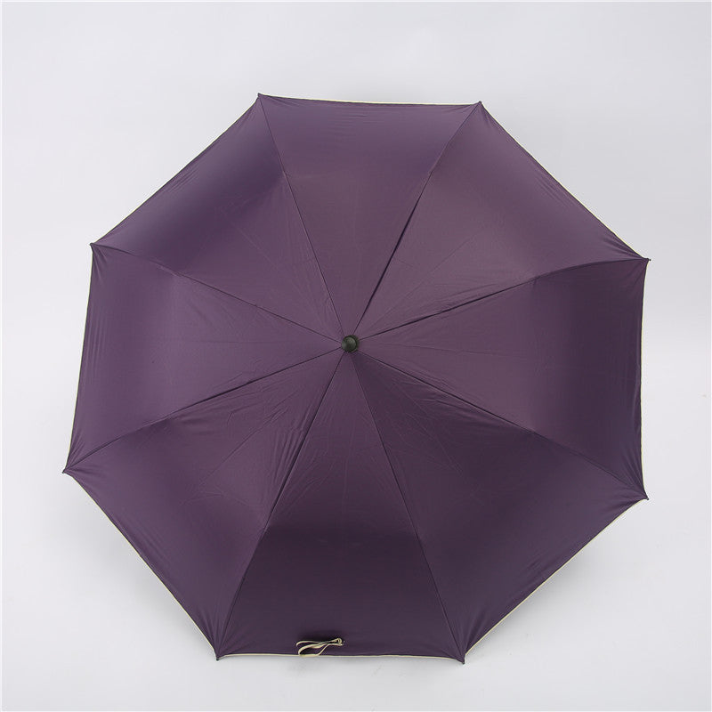 27 Inch Automatic 2-Fold Umbrella Thickened Black Coated Umbrella