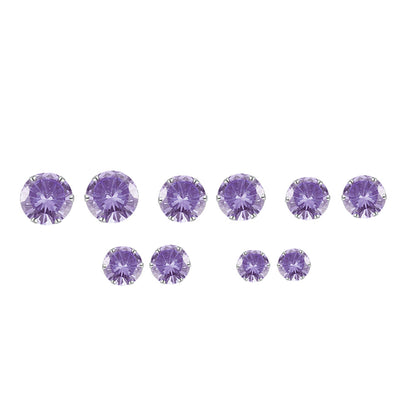 Set of 5 pairs of four-claw rhinestone earrings