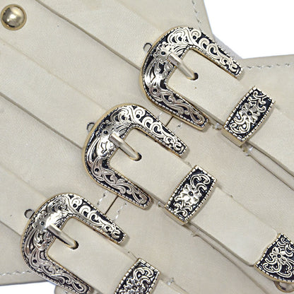 Women's waist seal retro pattern buckle