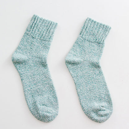 Mid-calf thick line women's socks fall and winter