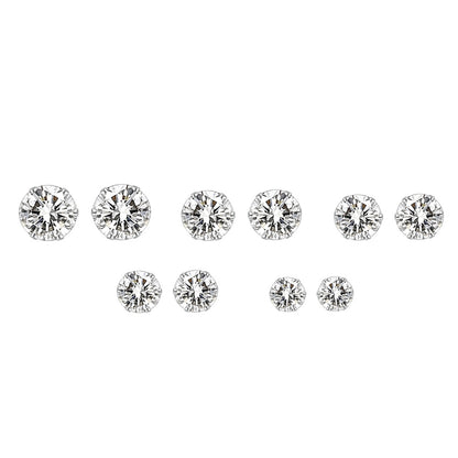 Star Heart Geometric Zircon Earrings 6-Piece Set