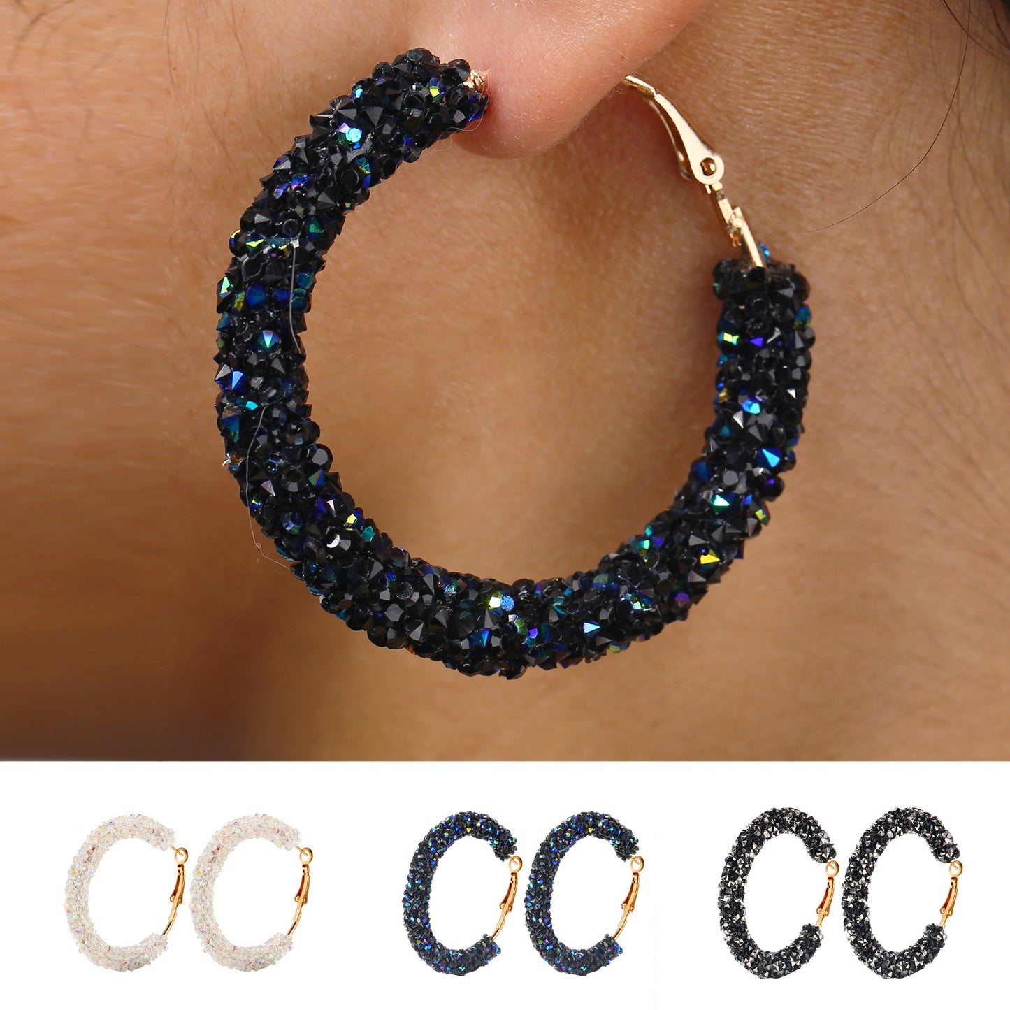 women's circle crystal earrings