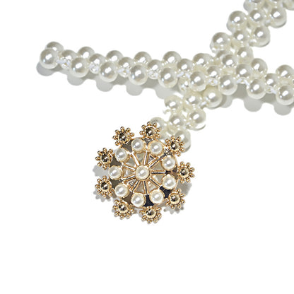 Tight Elastic Pearl Decorative Waist Chain