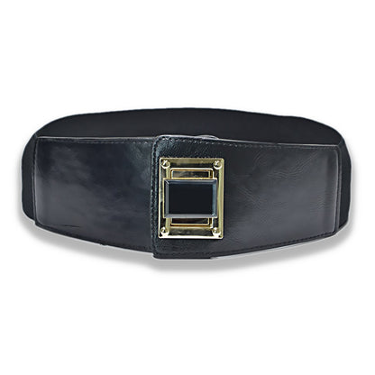 Super wide imitation leather elastic belt