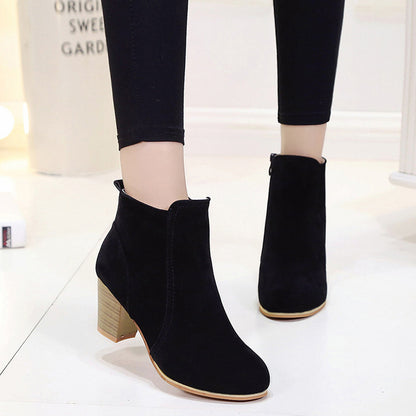 Thick heel high heel short boots