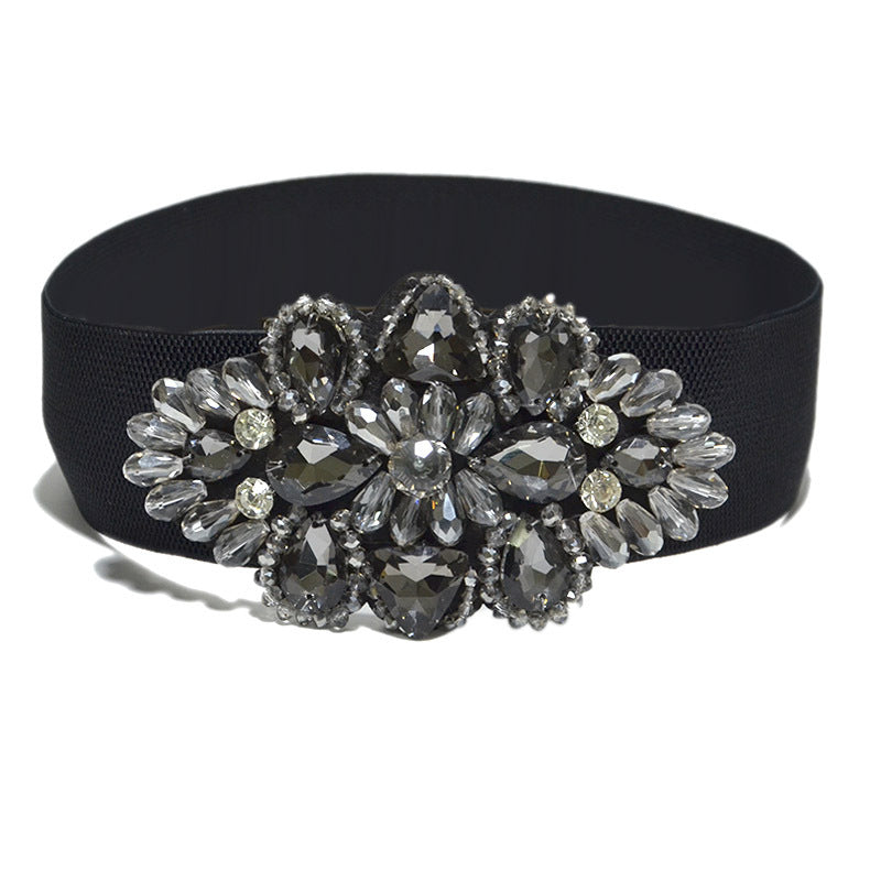 Women's Rhinestone Wide Belt