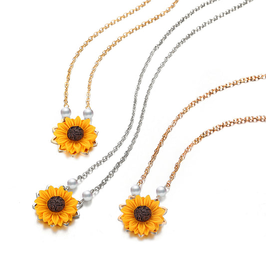 Personalized sunflower necklace