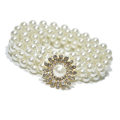 Tight Elastic Pearl Decorative Waist Chain