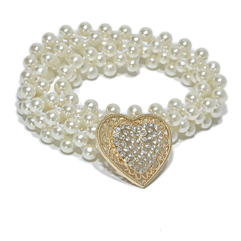 Tight Elastic Pearl Decorative Waist Chain