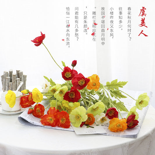 Artificial silk flower poppy flower corn poppy flower