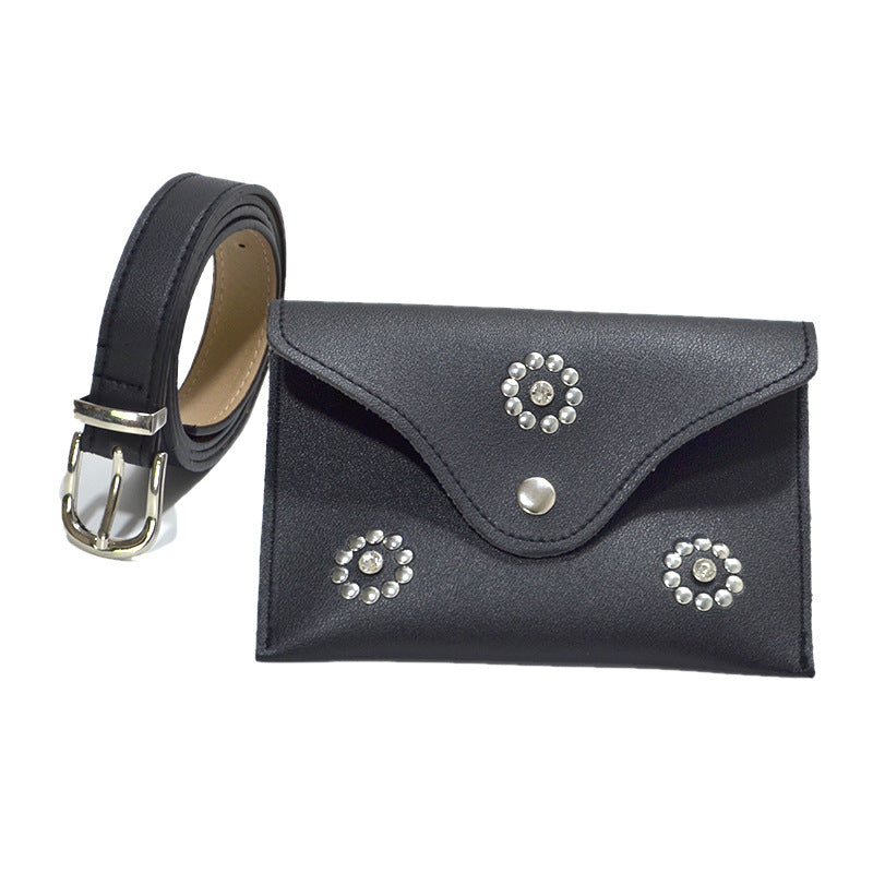 Versatile rhinestone rivet decorative fanny pack