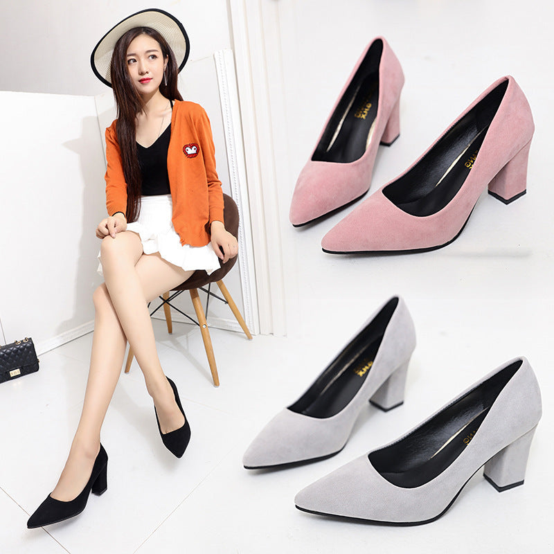 Solid color light mouth PU women's shoes