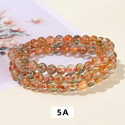 Natural ice transparent color hair crystal multi-ring bracelet