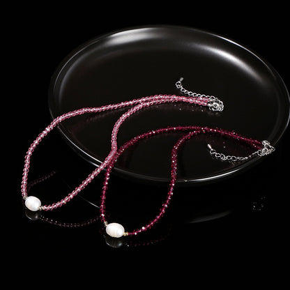 Imitation Ruby Necklace Cut Glass Beads