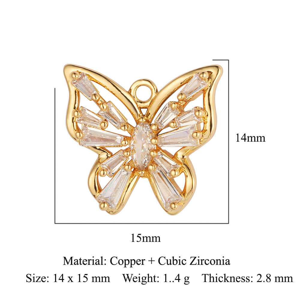 Cross butterfly copper zircon pendant.