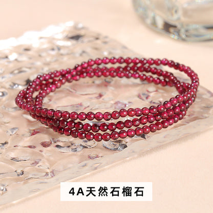 2-4Mm Natural Garnet Crystal Multi-Circle Bracelet