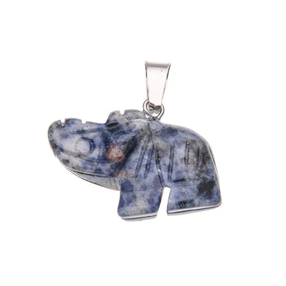 Crystal Animal Carved Elephant Pendant