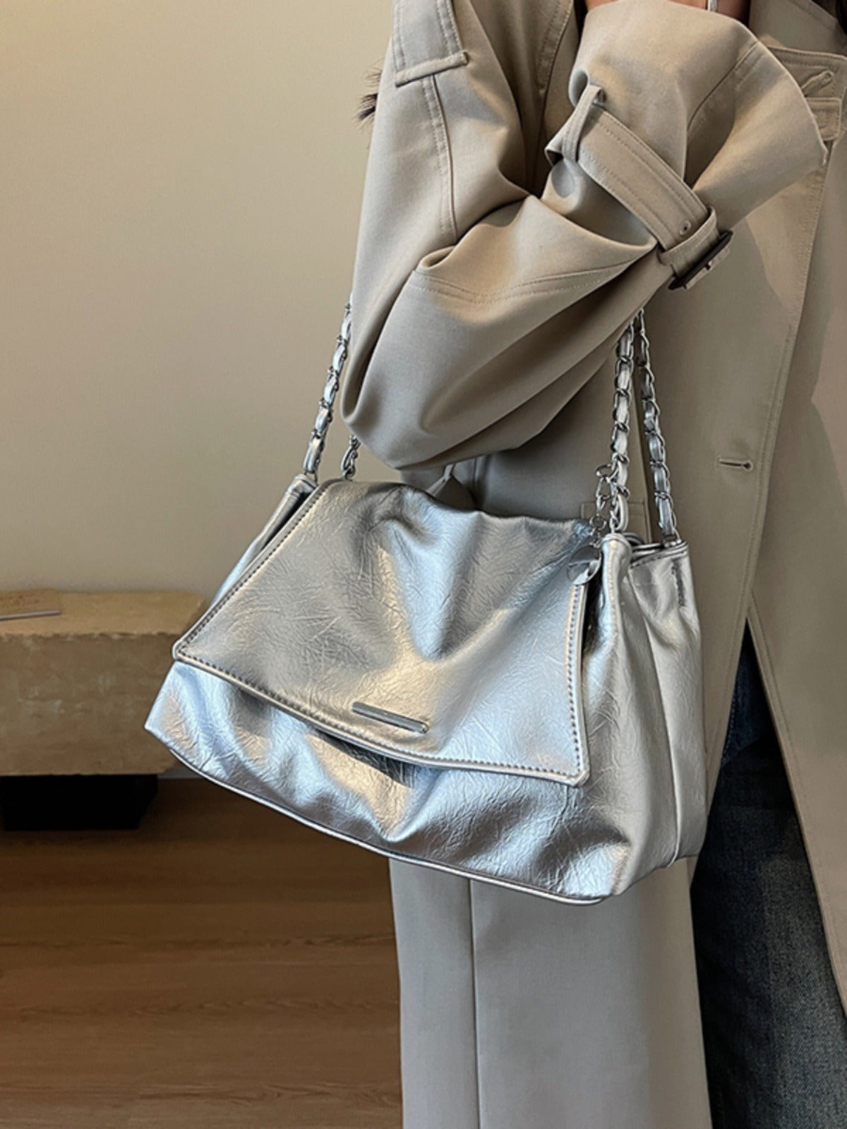 Bolso de mano suave e informal, bolso de gran capacidad 