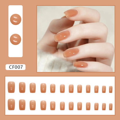 Glossy Solid Color Square Nails