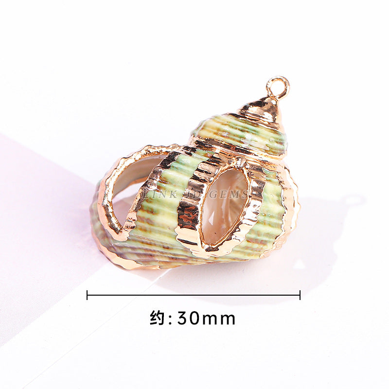 Electroplated green conch hollow pendant