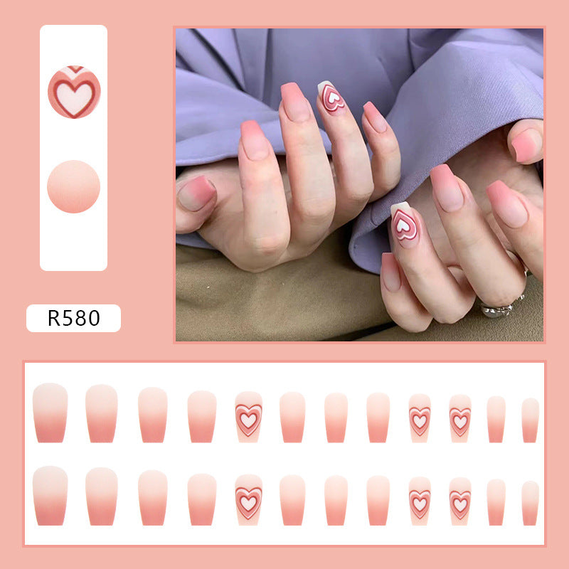 Matte Gradient Heart Ballet Nails