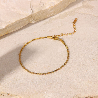 2Mm thick gold twist chain anklet