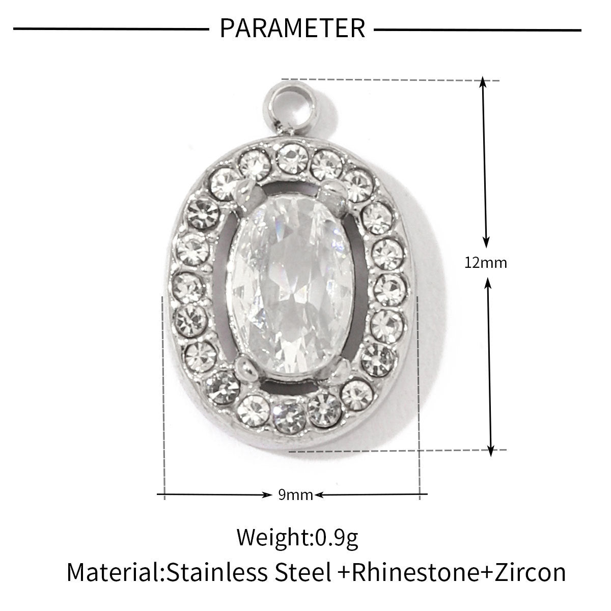 Geometric Round Oval Titanium Steel Zircon Pendant