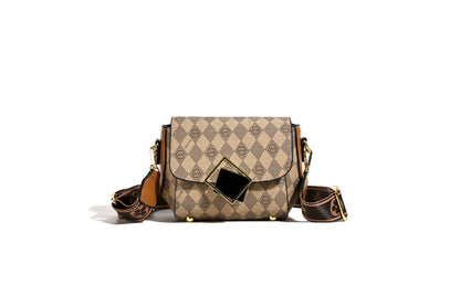 Wide shoulder strap versatile plaid print bag