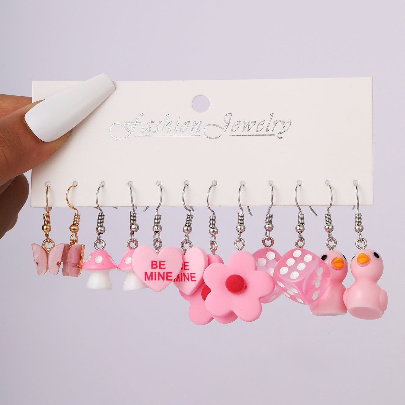 Colorful acrylic earrings set 5 pieces