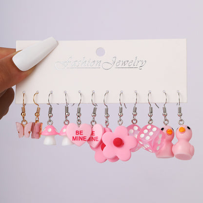 Colorful acrylic earrings set 5 pieces