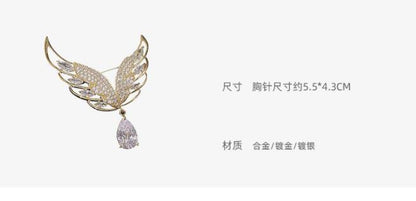 Wings Water Drop Flash Diamond Brooch