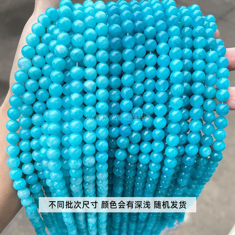 Chalcedony loose beads light blue jade round beads wholesale