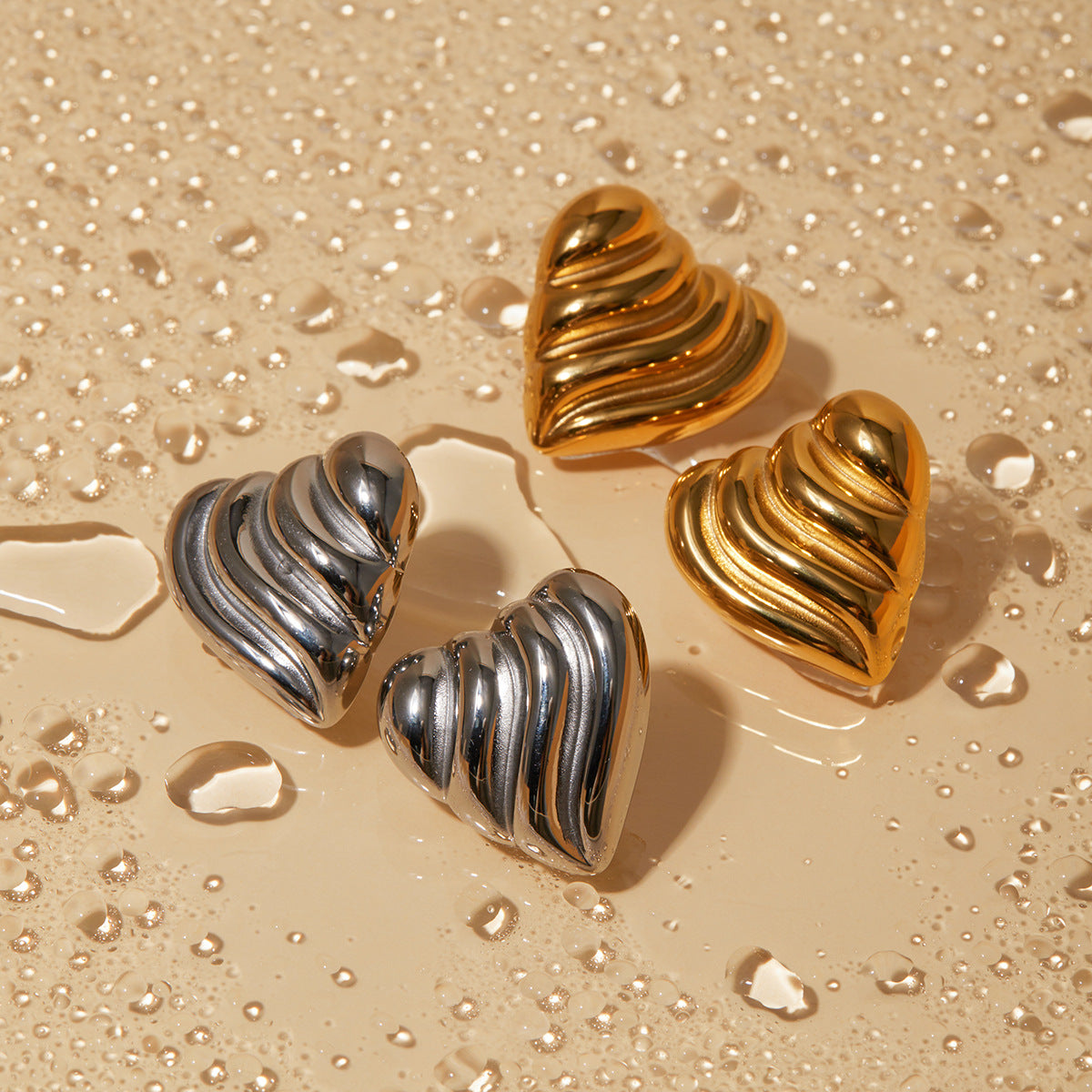 Wave Heart Earrings