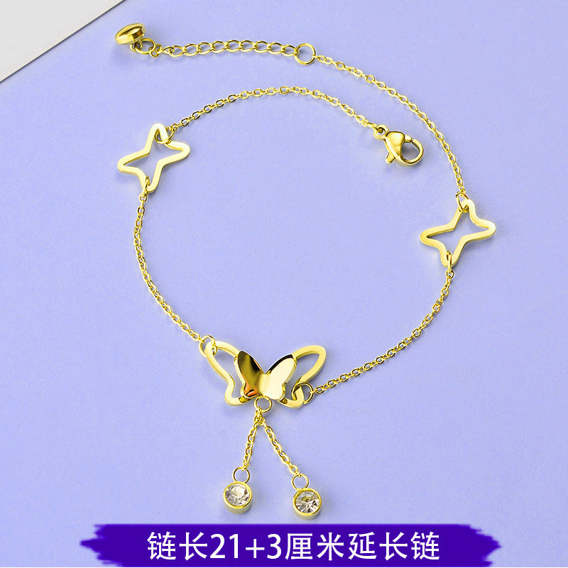 Double butterfly matte anklet