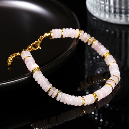 Natural Powder Crystal Tablet Bead Bracelet