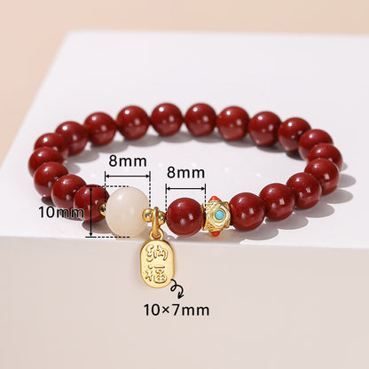 Cinnabar bracelet agate five-way God of Wealth bracelet