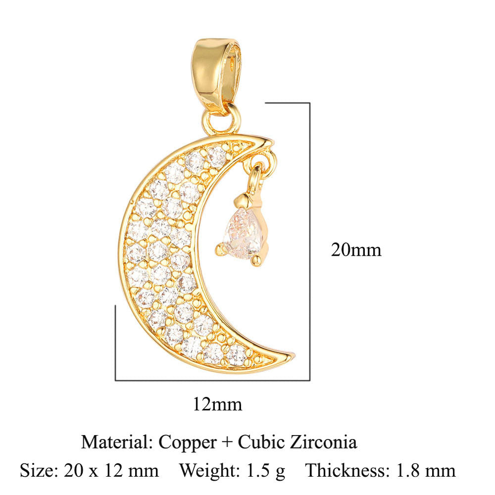 Sun Moon Star Universe Copper Zircon Pendant