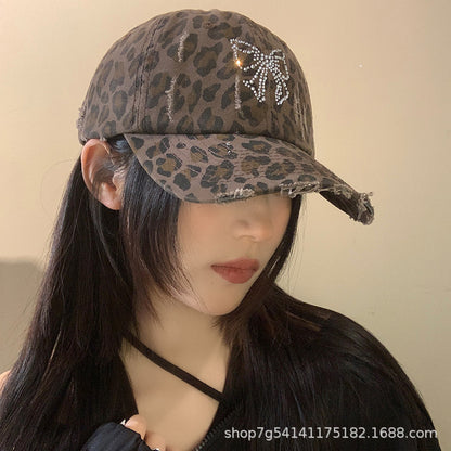 Vintage Bow Leopard Baseball Cap