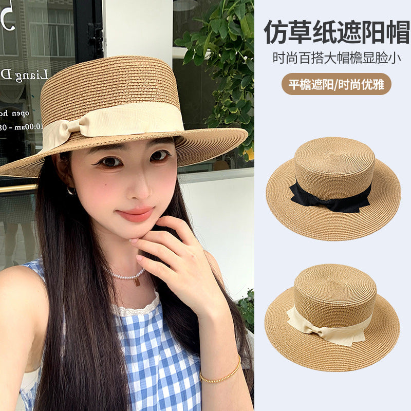 New French-Style Straw Hat Women Summer UV Protection