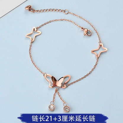 Double butterfly matte anklet