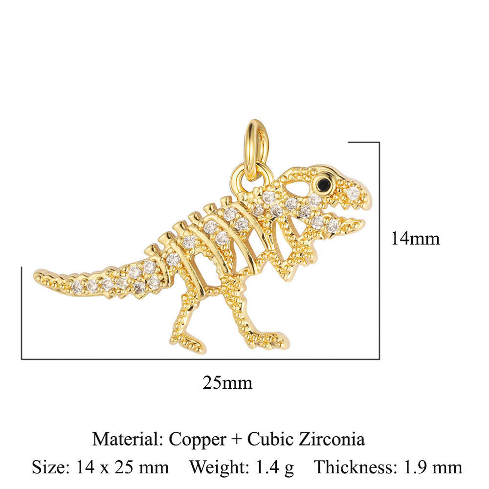 Dragonfly Elephant Dinosaur Copper Zircon Pendant