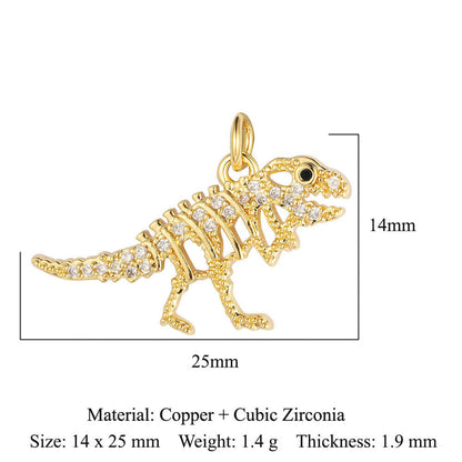 Dragonfly Elephant Dinosaur Copper Zircon Pendant