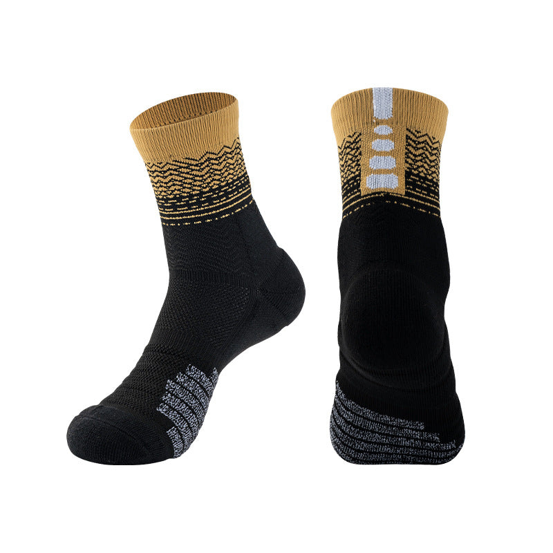 Mid-Length Basketball Socks Thick Gradient Color