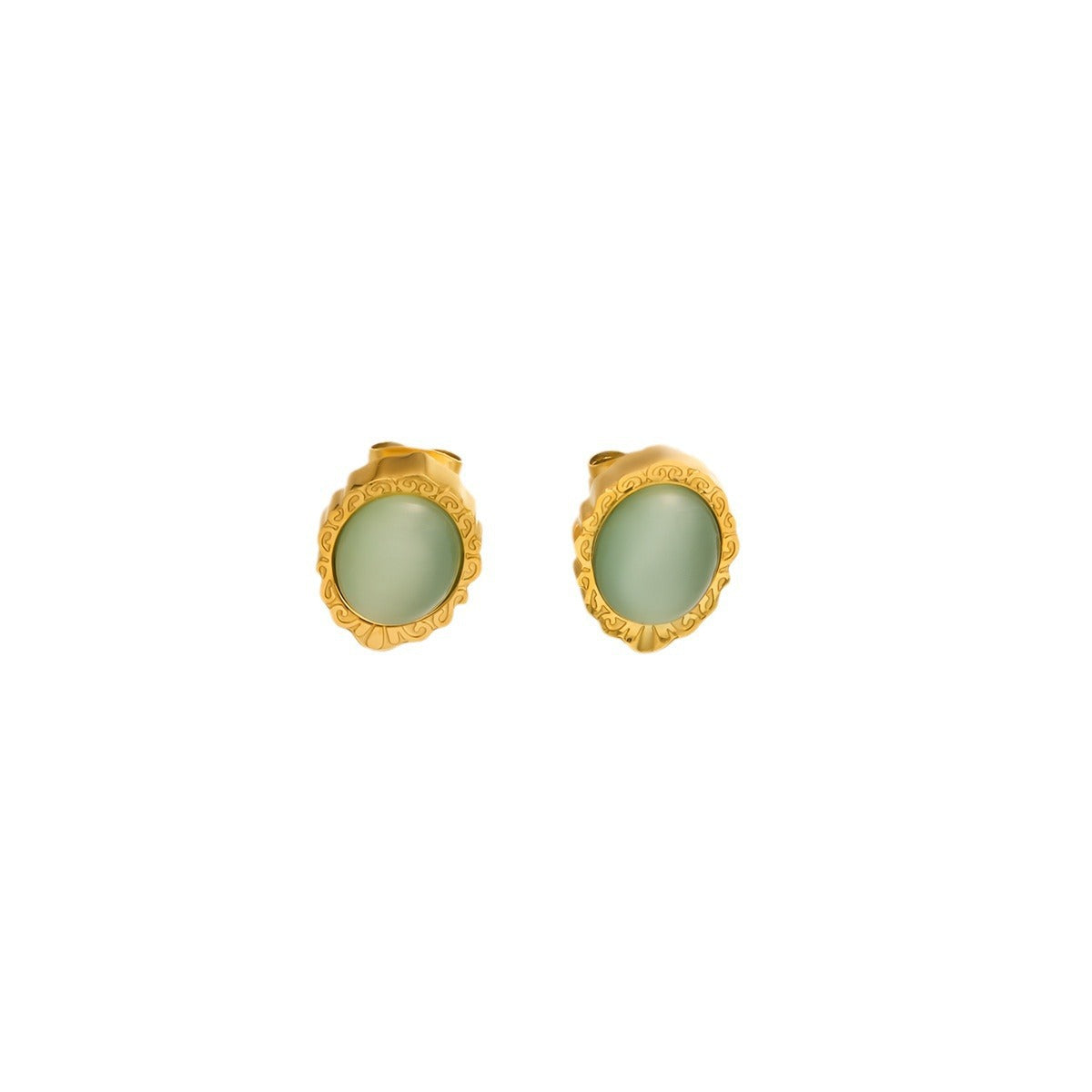 Green magic mirror stud earrings