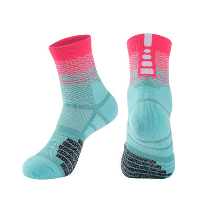 Mid-Length Basketball Socks Thick Gradient Color